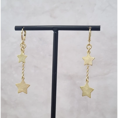Aros Cadenas y estrellas - baño de oro