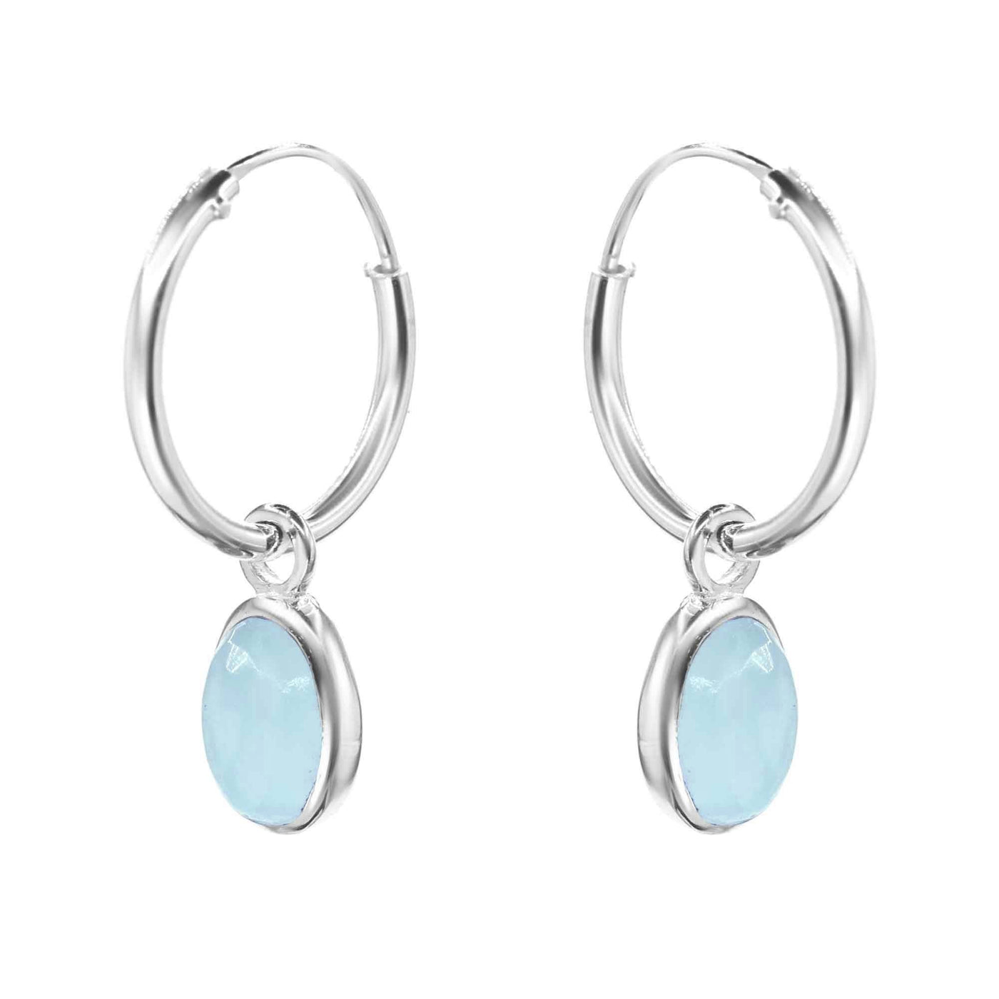 Aros argollas y piedra calcedonia