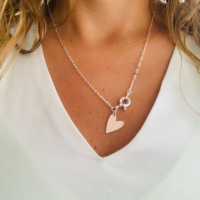 Collar Corazón Bronce - Baño Plata