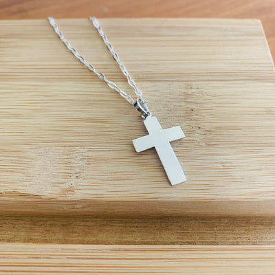 Collar Cruz de plata lisa
