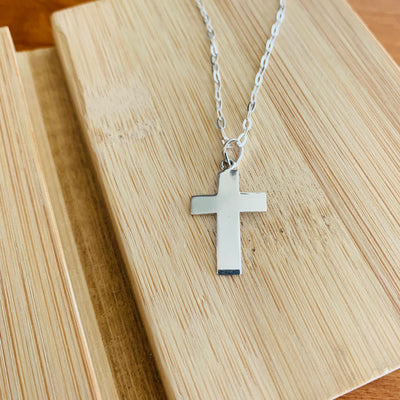 Collar Cruz de plata lisa
