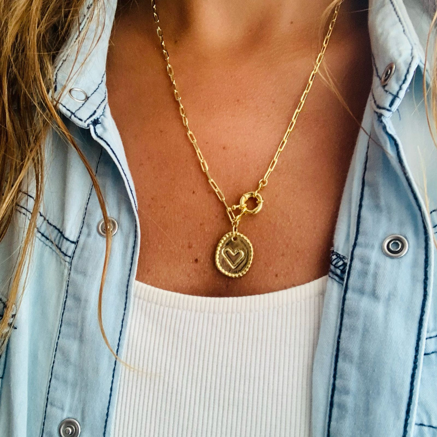 Collar baño de oro - Plaquita corazón