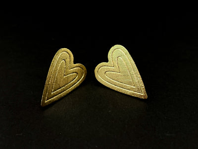 Aros Corazón Alargado - Peltre con baño de oro
