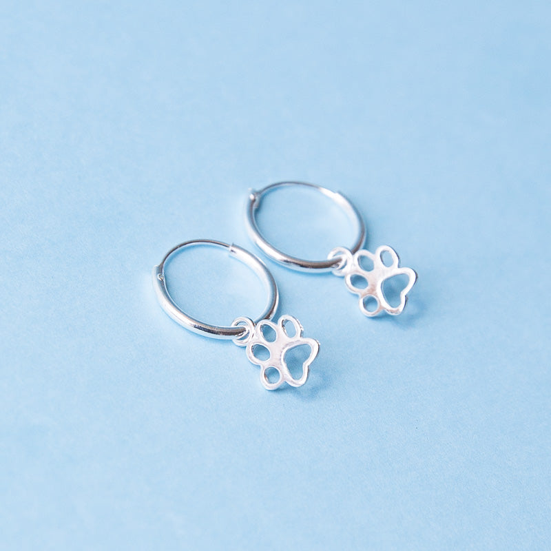 Aros Paw Print Hoops