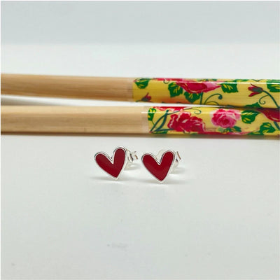 Aro mini heart baño plata color rojo