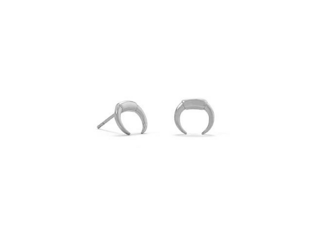 Mini Crescent Studs - Silver