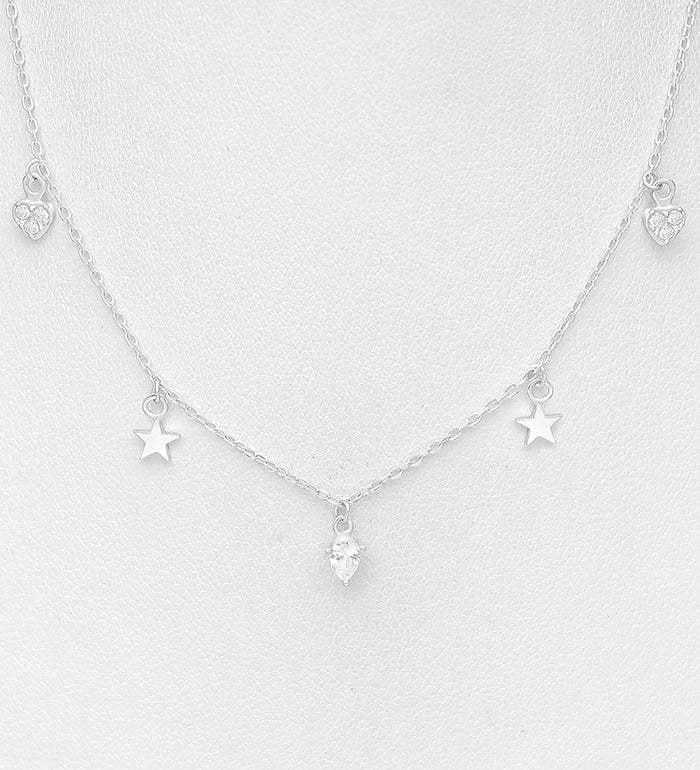 Choker Silver Stars & Heart