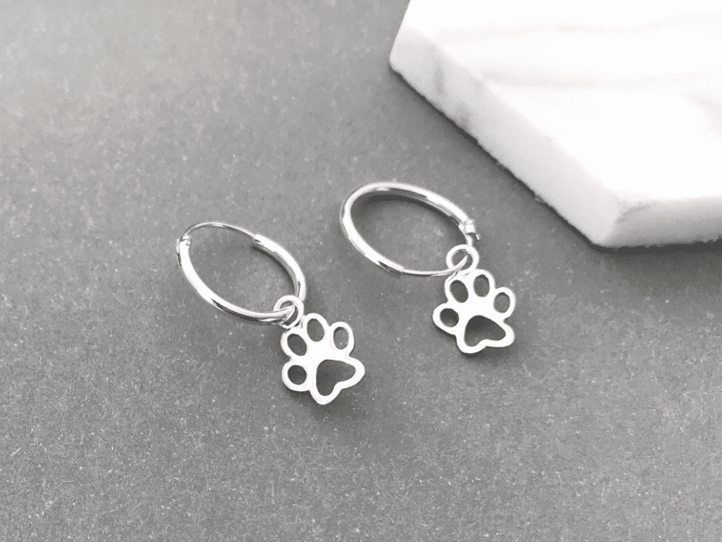 Aros Paw Print Hoops