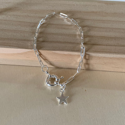 Pulsera Estrella Bronce - Baño Plata