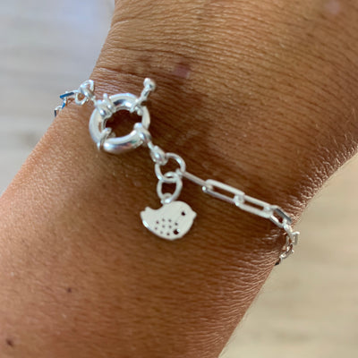 Pulsera Pajarito Bronce - Baño Plata