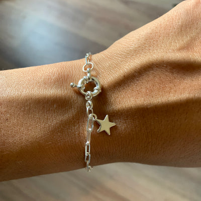 Pulsera Estrella Bronce - Baño Plata