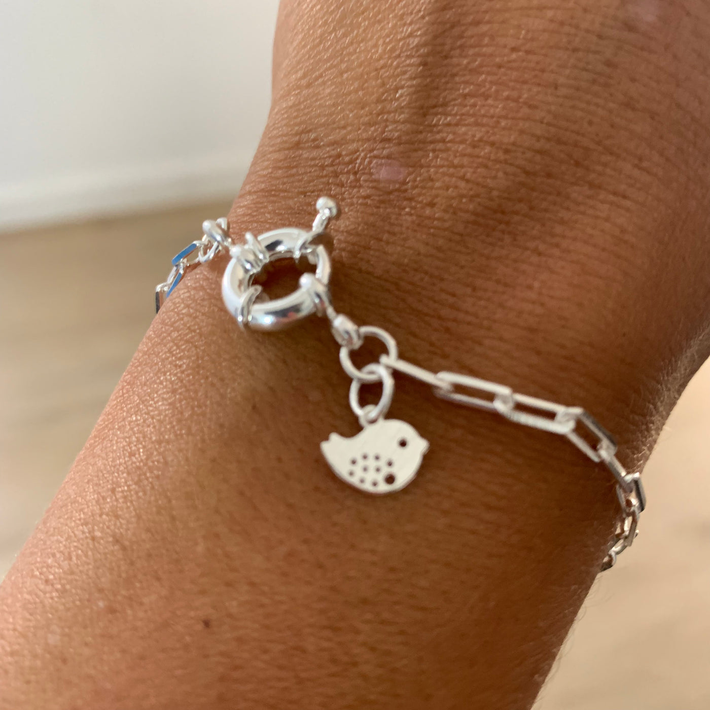 Pulsera Pajarito Bronce - Baño Plata