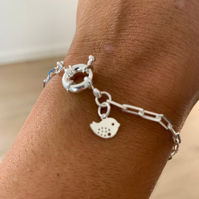 Pulsera Pajarito Bronce - Baño Plata