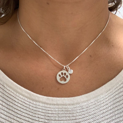 Collar Love Paw - Plata (Cristal Redondo)