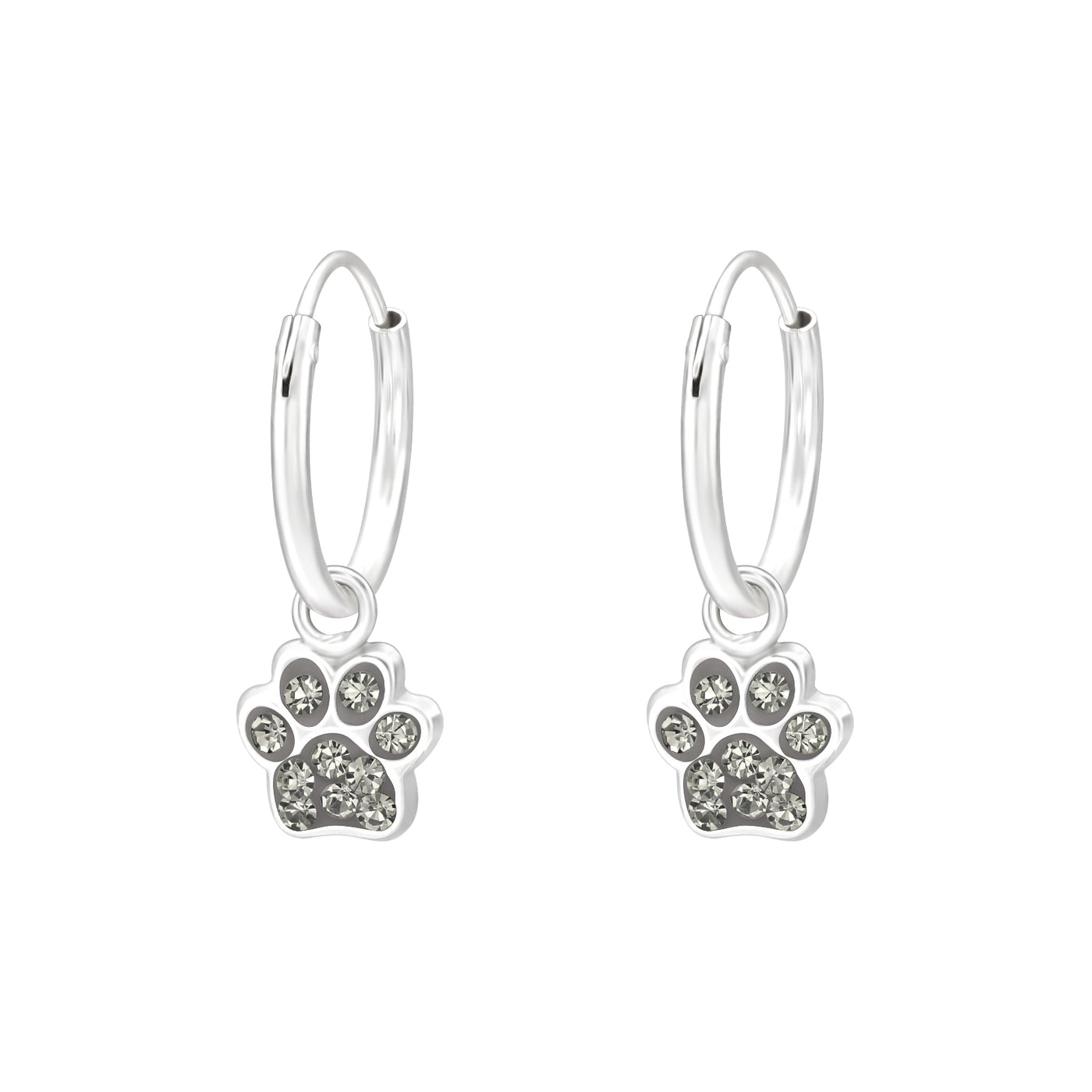 Aros Paw Print Hoops - Black Diamond