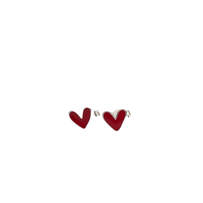 Aro mini heart baño plata color rojo