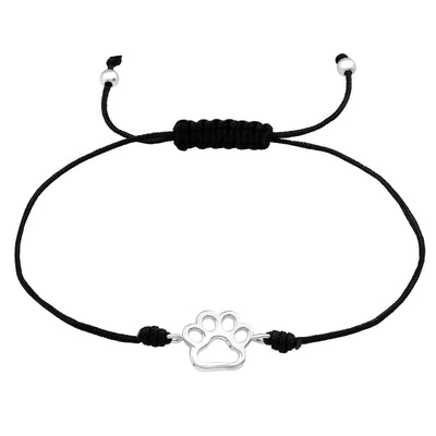 Pulsera Ajustable Paw Print - Hilo Negro