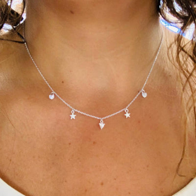 Choker Silver Stars & Heart